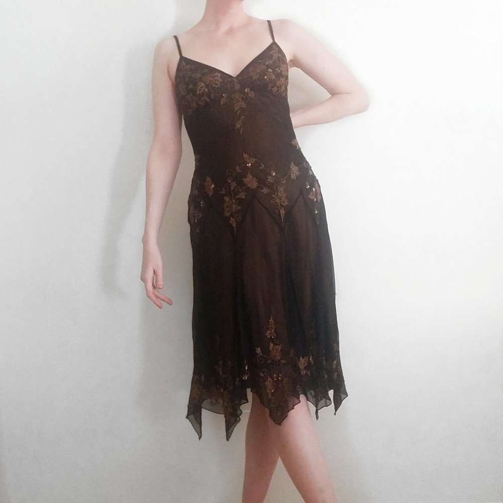 Adrianna Papell Evening Beaded Drop Waist Dress